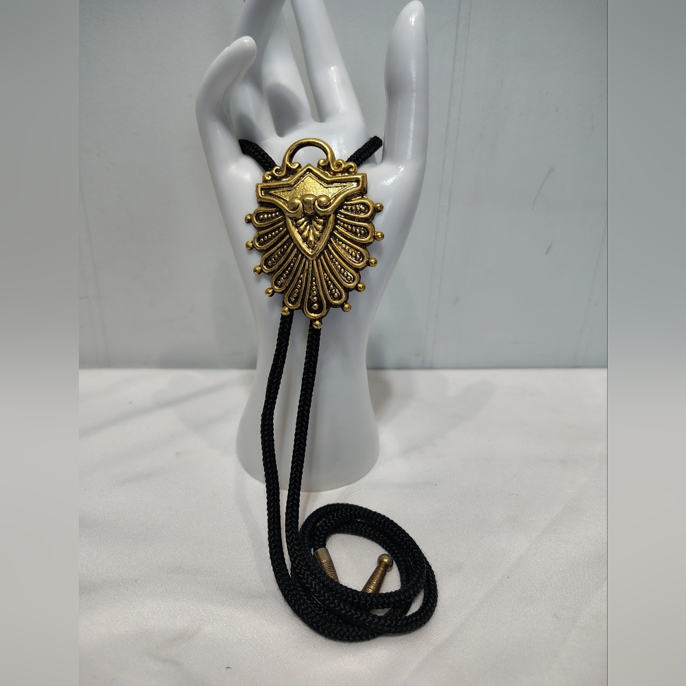 Bolo Tie Western Cowboy Necklace Black Cord Statement Pendant